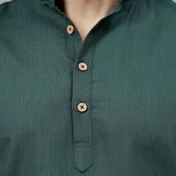 welldonemall Men Band Collar Roll-Up Sleeves Cotton Kurta image 3