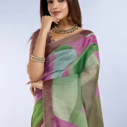 DAATAR Women Abstract Printed Fusion Saree image 2