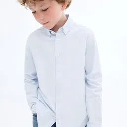 Mango Kids Boys Pinstripes Pure Cotton Shirt-picture-38
