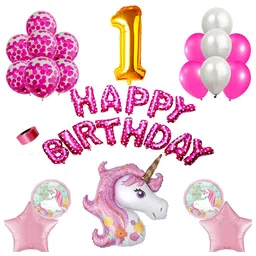 Shopperskart Unicorn Theme 1st Birthday Balloon Decor Kit Multicolour - Pack of 50-picture-46