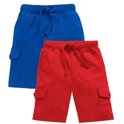 Kiddopanti Pack Of 2 Solid Colour Shorts - Red & Blue-picture-15