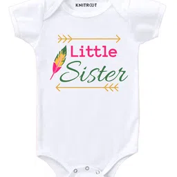 KNITROOT Half Sleeves Little Sister Print Onesie - White-picture-20
