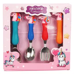 Asera Unicorn Design Stainless Steel Spoon And Fork Pack of 4 - Multicolor-picture-12
