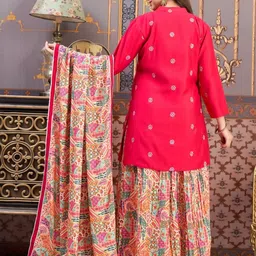 Muhuratam Girls Pink Pure Silk Kurta Sets image 5