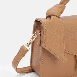 DressBerry Brand Logo Embossed Textured Satchel image 2