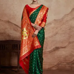 KALINI Woven Design Zari Silk Blend Banarasi Saree image 5
