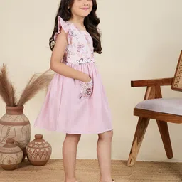 TINY TWILLS Girls Flutter Sleeve Linen Fit & Flare Dress image 3