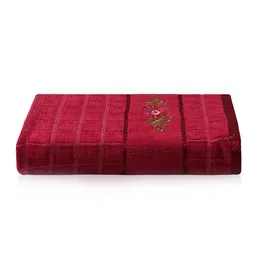 Kuber Industries Red & Brown 2 Pieces Striped 260 GSM Bath Towels image 2