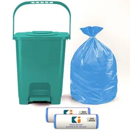 HOMESTIC Green Square Odour-Free Pedal Dustbin With 2 Roll Garbage Bags - 10 L-picture-16