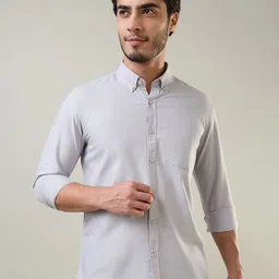 TIM PARIS Regular Fit Cotton Button-Down Collar Casual Shirt-image-85