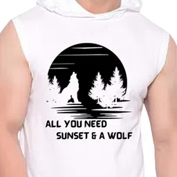 Fashnobic All You Need Is Sunset And A Wolf Printed Gym Vests K__print-49_gym_vest_white image 2