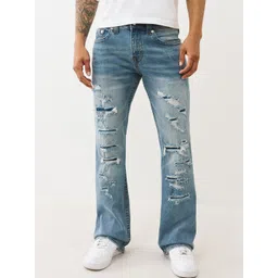 True Religion Men Regular Fit Mid-Rise Highly Distressed Light Fade Jeans-picture-30