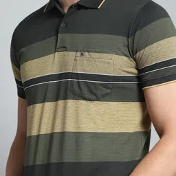 Monte Carlo Men Striped Polo Collar Pockets T-shirt image 3