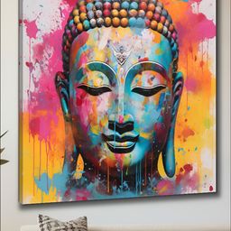 Livin'luxe Pink & Yellow Buddha Religious Canvas Wall Art-picture-24