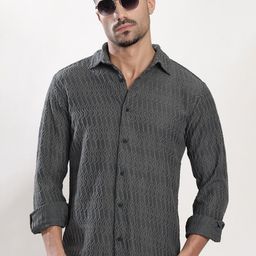 Bene Kleed Men Slim Fit Textured Spread Collar Casual Shirt-picture-23