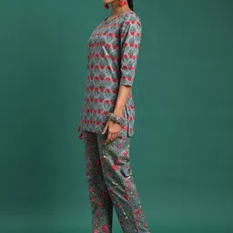 Sangria Printed Pure Cotton Tunic & Trouser Co-Ords Co-Ords image 4