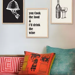 Kotart Brown & White 3 Pieces Wooden Abstract Restaurant Painting Wall Arts-picture-19