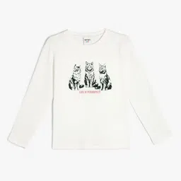 Koton Girls Graphic Printed Round Neck Cotton T-shirt-picture-24