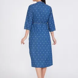 CEFALU Print Denim Maternity A-Line Midi Dress image 3