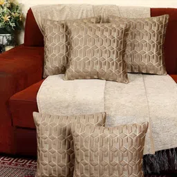 MONKDECOR Set Of 2 Brown Velvet Square Cushion Covers image 2