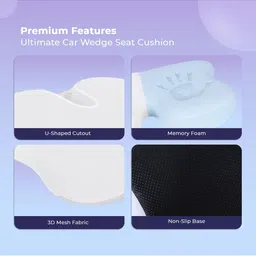 BILLEBON Pack of 3 Car Lumbar Bac White Memory Foam Filled Polyester Travel Pillow image 4