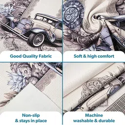 Kuber Industries Brown & White Printed Cotton Sofa Cover With Arms image 2