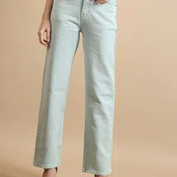 DressBerry Women Comfort Straight Fit High-Rise Light Fade Acid Wash Stretchable Jeans-image-83