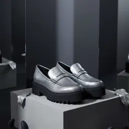 EZOK Women Textured Leather High Platform Heel Loafers-picture-22