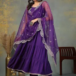 Stylum Women Tiered Kurta with Trousers & With Dupatta image 2