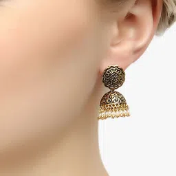 Anouk 24CT Gold-Plated Artificial Beaded Dome Shaped Jhumkas image 5