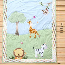 Babyhug Premium 100% Cotton Embroidered Quilt In Jungle Theme - Multicolor image 3