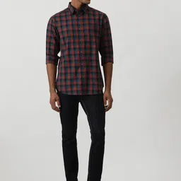 Greenfibre Men Slim Fit Buffalo Checks Opaque Checked Casual Shirt image 5