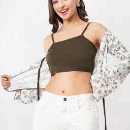 Deshi Girl Women Ribbed Fitted Crop Top With Shrug-picture-36