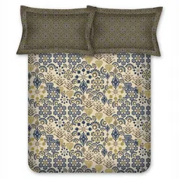 BOMBAY DYEING Olive Green & Blue Floral Printed 104 TC Double Bedsheet 2.24 M X 2.54 M image 3