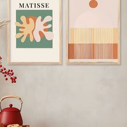 Kotart White And Orange 2 Pieces Abstract printed Wooden Wall Arts-picture-30