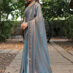 Ambuja International Tie and Dye Embroidered Pure Chiffon Saree image 5