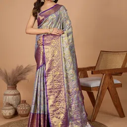 YAMUNE Woven Design Zari Pure Silk Handloom Kanjeevaram Saree image 1