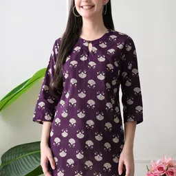 ANUKRITIBYNIDHIFASHION Women Floral Printed Keyhole Neck Cotton Kurti-picture-21