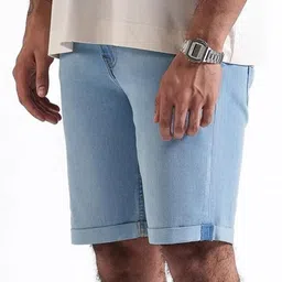LOVEGEN Men Solid High-Rise Regular Fit Denim Shorts image 4