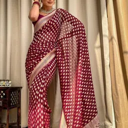 Sita Magenta Silk Blend Woven Design Sarees-picture-14