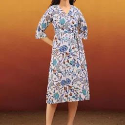 milost Printed White Wrap Dress image 4