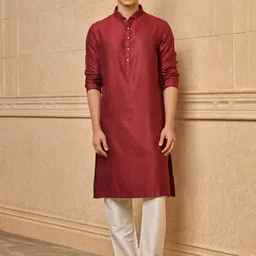 Tasva Men Woven Design Straight Kurta with Pyjamas-picture-33