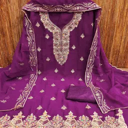 rangtulika ethnics Rangtulika Floral Embroidered Zari Unstitched Dress Material-picture-13