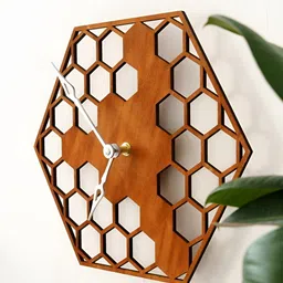 QEZNEF Brown Solid Geometric Traditional Wall Clock image 5