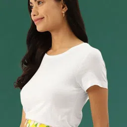 DressBerry Women Solid Round Neck Pure Cotton T-shirt image 2