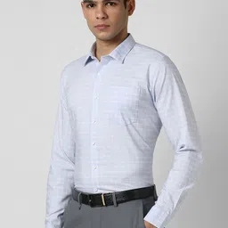 Van Heusen Checks Printed Spread Collar Slim Fit Opaque Formal Shirt image 2