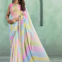 all about you Leheriya Embroidered Pure Georgette Leheriya Saree-picture-17
