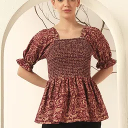 LookShine Floral Print Puff Sleeve Smocked Top-picture-21