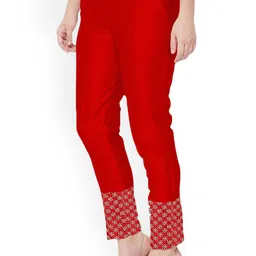 SRISARAS Women Embellished Slim Fit Cotton Cigarette Trousers-image-34