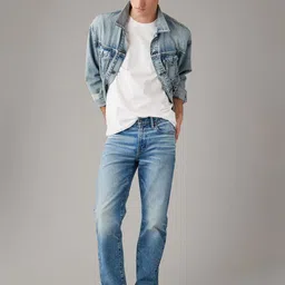 AMERICAN EAGLE OUTFITTERS Men Bootcut Mid-Rise Slash Knee Light Fade Jeans-picture-29